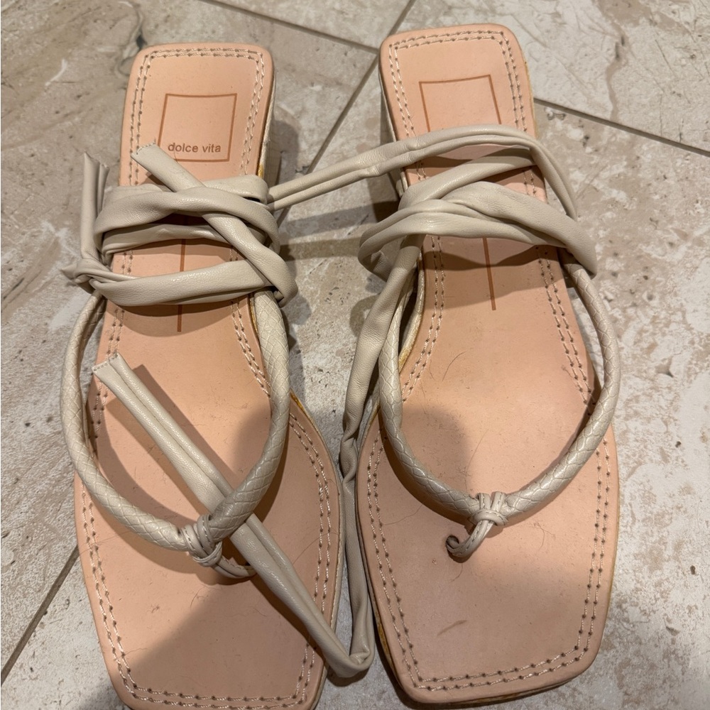 Dolce Vita white lace up kitten heel
